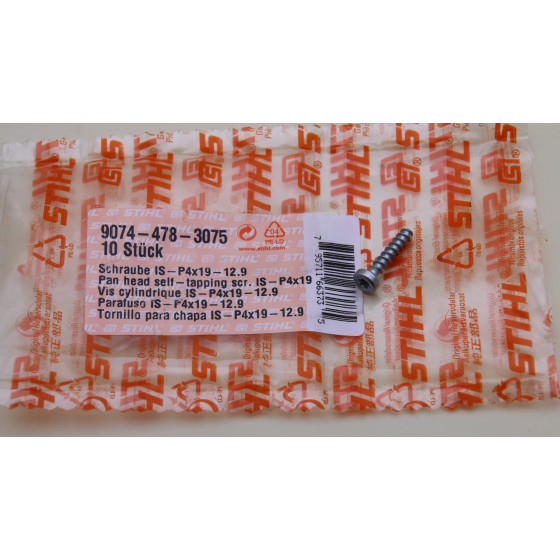 NEU Original Stihl Schraube-IS-P4,0x19-T20 9074 478 3075 / 90744783075 / 9074-478-3075