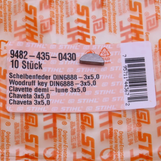 NEU Original Stihl Contra 070 090 090G MS 720 Scheibenfeder DIN6888-3x5 9482 435 0430 / 94824350430 / 9482-435-0430