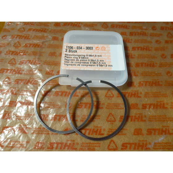 NEU Original Stihl 070 090G 720 58x1,5mm 2x Verdichtungsring Kolbenring Kolbenring 1106 034 3003  / 11060343003  / 1106-034-3003