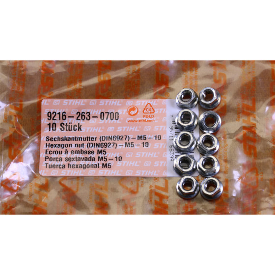 NEU Original Stihl M5-10 10x Bund-Sichermutter Din 6927 9216 263 0700 / 92162630700 / 9216-263-0700