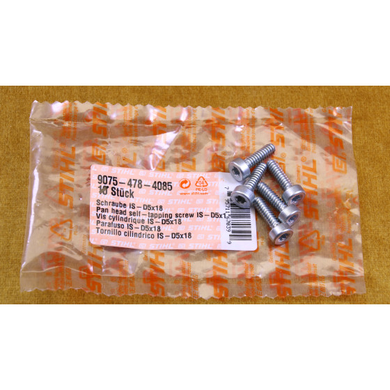NEU Original Stihl 5x Schraube IS D5x18 9075 478 4085 / 90754784085 / 9075-478-4085 5