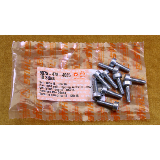 NEU Original Stihl 10x Schraube IS D5x18 9075 478 4085 / 90754784085 / 9075-478-4085 10