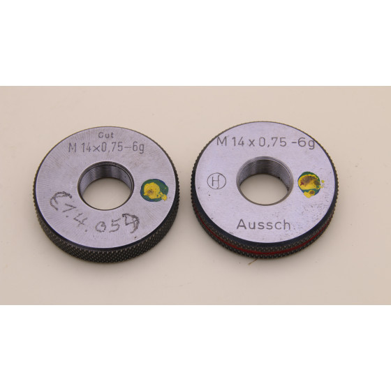 Gewindelehrring Gewindelehre M14x0,75 6G Prüfring Gut und Ausschuss