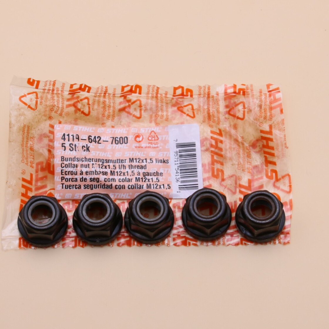 Stihl Original Bund-Sicherungsmutter M12 x1,5 links Stihl Original Bund-Sicherungsmutter M12 x1,5 links