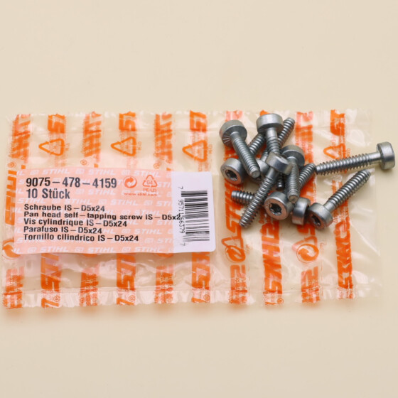 NEU Original Stihl 10x Zylinderschraube IS-D5x24 9075 478 4159 / 90754784159 / 9075-478-4159