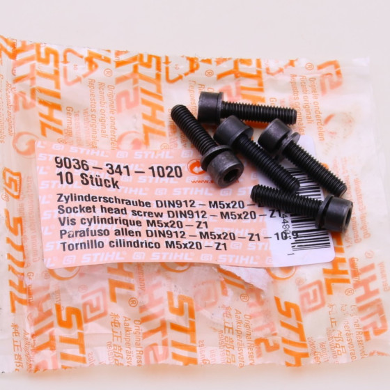NEU Original Stihl 5x Zylinderschraube DIN912-M5x20-Z1-10,9 9036 341 1020 / 90363411020 / 9036-341-1020